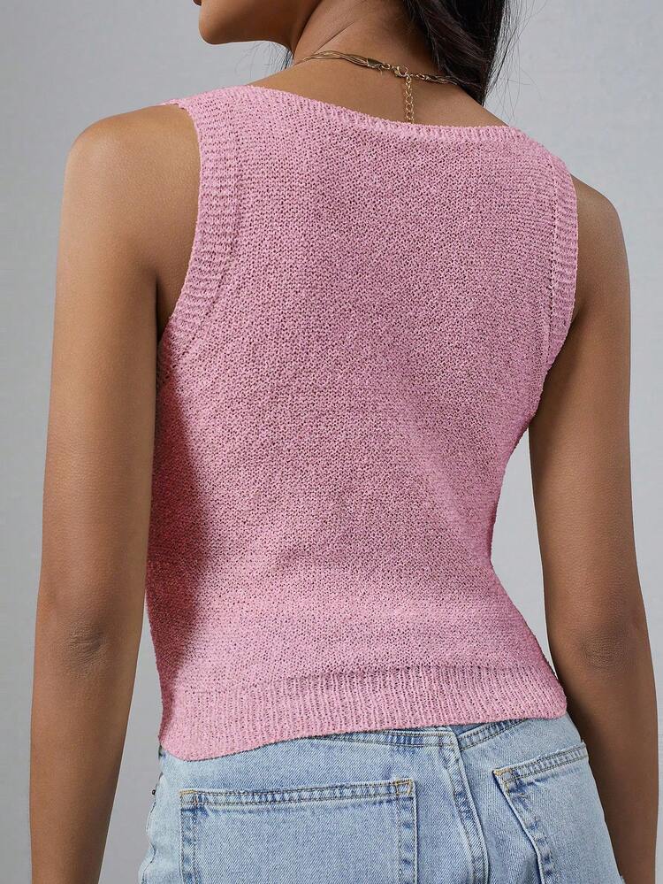 Women Casual Solid Color Draped Short Sleeve Knitted Top For Spring/Summer