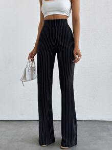 RueChic Pantalón acampanado con cintura extra alta y longitud larga - Azul Marino - Ver 3