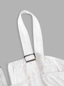 SHEIN ICON 女士拉鍊前十字紮帶時尚夏季背心