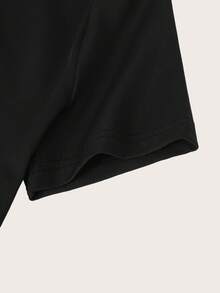SHEIN EZwear 大码女式夏季 Y2K 粉色标语短款 T 恤 LOCALLY HATED - 黑色 - 查看 4