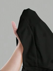 SHEIN Clasi Women Plain Wide-Leg Loose Shorts With Pockets - Black - View 10