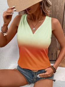SHEIN LUNE Dopamine Nữ Nhiều Màu Sắc Chuyển Đổi Không Tay Áo Tank Top Có Nút Trang Trí Cho Mùa Xuân/Hè Trang Phục Thường Ngày & Kỳ Nghỉ - Màu vàng - Xem 5