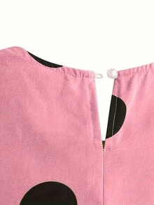 Women Polka Dot Printed Round Neck Flared Long Sleeves And Long-Length Simple And Elegant Arabian Dress