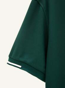 Manfinity Homme Men Summer Casual Colorblock Short Sleeve Polo Shirt, Green Polo Shirt Men, Men Green Shirts - Dark Green - View 7