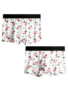 Men Peach Print Tape Boxer Shorts