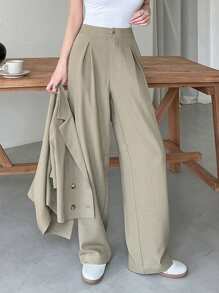 DAZY Women Two Pieces Short Sleeve Suit Jacket And Suit Pants Casual Loose Commute Set