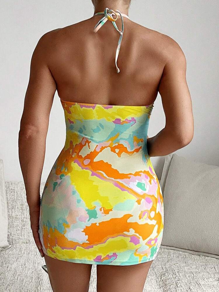 Women's Tie Dye Printed Tankini, 2pcs/Set Summer