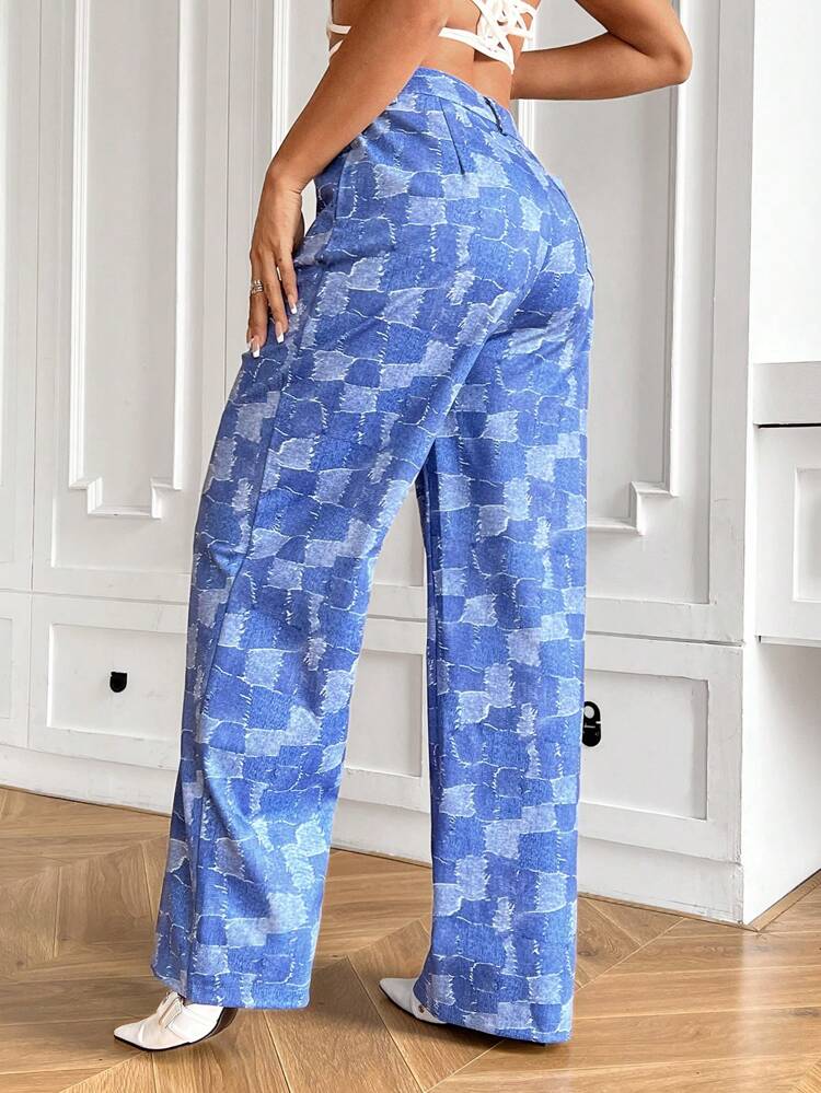 Ladies' Casual Denim Effect Straight Leg Pants Fall Cloth For Women
