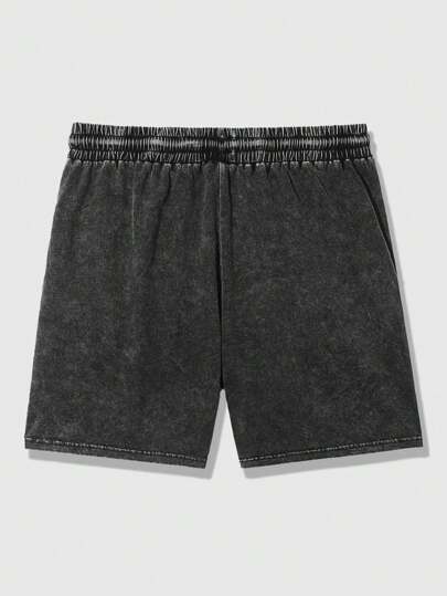 Street Life Pantalones cortos con estampado de estrella de cinco puntas lavados con lavado de nieve para hombres
