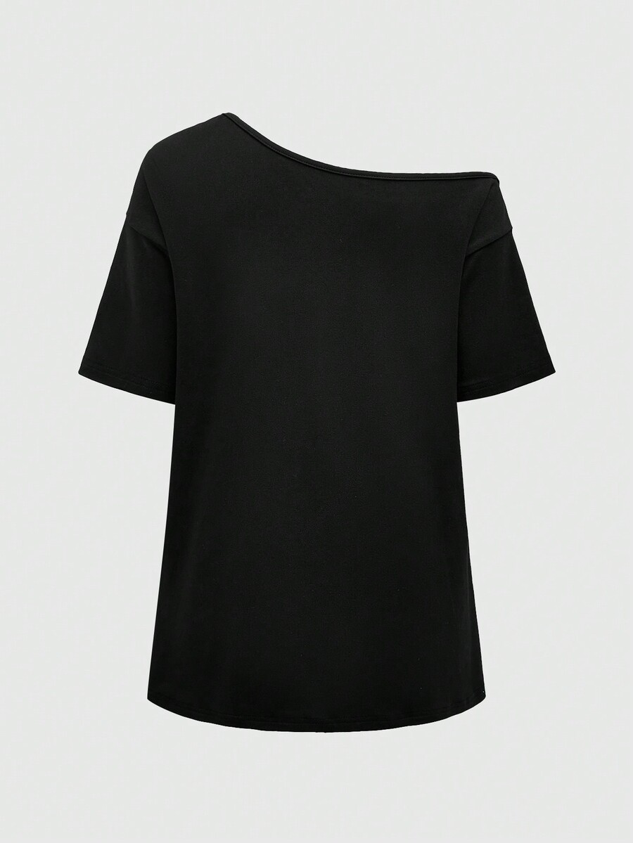 ROMWE Goth Vintage Cross Vine Slogan Distressed Print Plus Size Loose