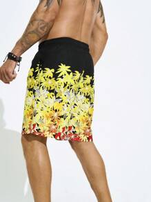 Manfinity Men Printed Drawstring Casual Beach Shorts For Vacation