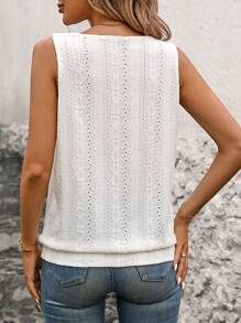 INAWLY Women Fashion Round Neck Simple Daily Basic Sleeveless Tank Top - Apricot - View 2