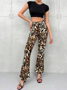 SHEIN Cottnline Full Print Woven Regular Pants - Multicolor - View 3