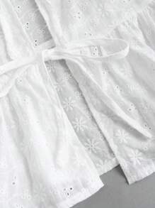 Sweetra Women Short-Sleeved Shirt With Tied Neckline And Ruffled Hem Y2K Outfit 