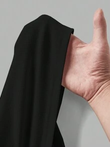 SHEIN EZwear 女士黑色修身合身POLO領短袖針織T恤 - 黑色 - 查看 8