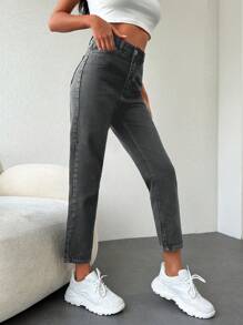 RueChic 女用斜口袋錐形褲 - 灰色 - 查看 3