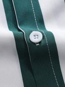 Manfinity Homme Chemise d'été à manches courtes avec rayures et design imprimé, col à revers et fermeture boutonnée à l'avant