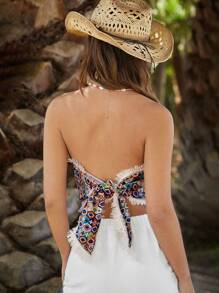 Forever 21 Lässiges Bandeau-top Für Den Urlaub Mit Geometrischem Muster Und Grafischem Aufdruck Für Damen