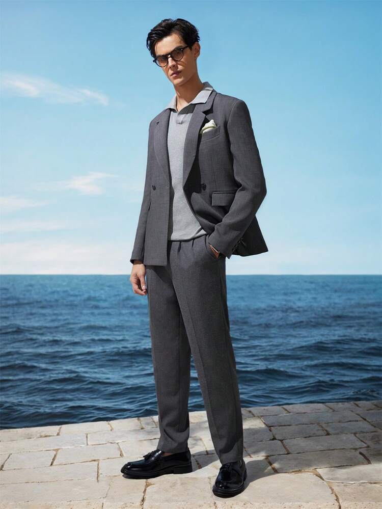 Men's Easy Care Solid Color Woven Blazer, For Fall Winter