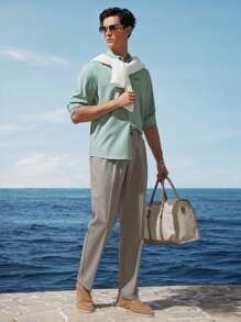 Mainfolk Easy-Care Men Business Woven Long Sleeve Shirt - Green - View 12