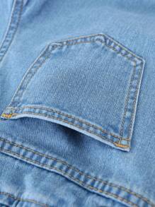 SHEIN Tween Boy Drawstring Waist Ripped Denim Shorts