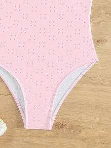 SHEIN Swim Women Fashionable Summer Beach Vacation Style Simple Seashell Design One-Piece Swimsuit - Pink - View 8