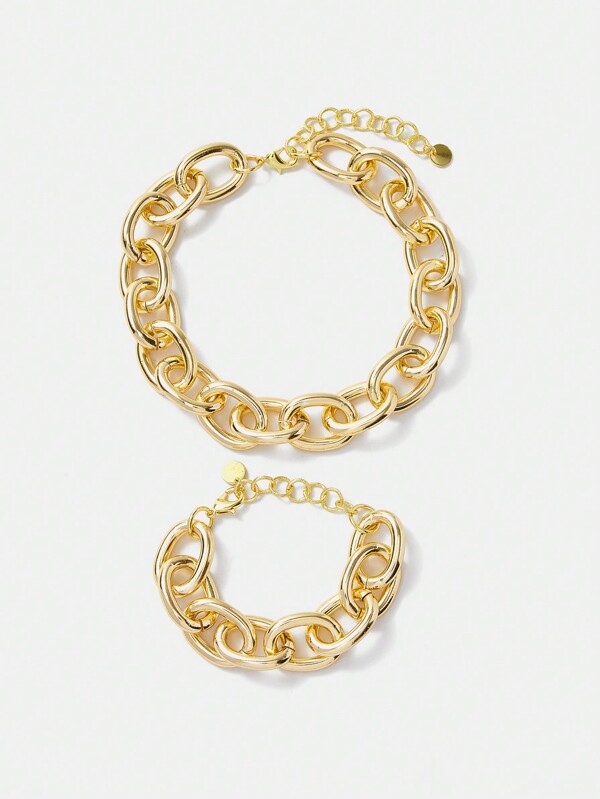 SHEIN X SAMADHI SHEIN SXY Collar/pulsera de diseño de cadena dorada de moda adecuado para uso diario