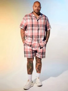 Manfinity VCAY Ensemble de 2 chemises tissées décontractées à manches courtes pour hommes grande taille