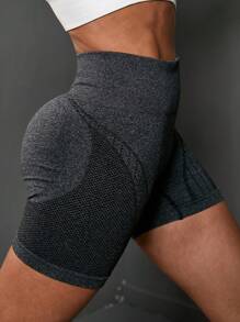 Easify SHEIN Sport Set di 3 shorts sportivi da donna, con vita alta, colori uniti, effetto contenitivo, adatti per palestra, bici e attività fisica