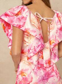 SHEIN Unity Robe à volants avec manches à fleurs et papillon - Multicolore - Voir 6