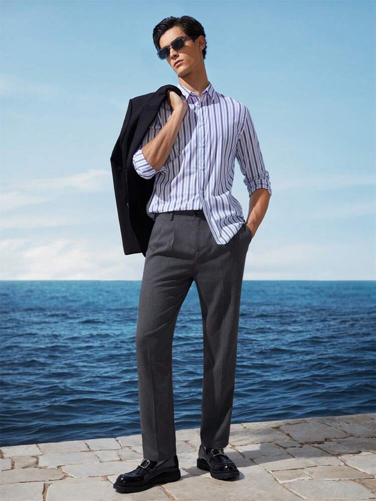 Easy Care Linen Men's Woven Suit Pants, Business