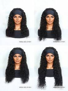 Water Wave Headband Wig Human Hair Wigs With Head Band  Affordable Hair Replacement Headbands Wig Ready Wear To Go Daily Use Natural Black Color - Natural Black - View 5