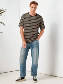 Manfinity VCAY 男士針織短袖休閒T恤，夏季日常，彩色