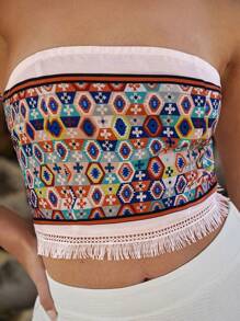 Forever 21 Lässiges Bandeau-top Für Den Urlaub Mit Geometrischem Muster Und Grafischem Aufdruck Für Damen