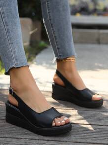 Thời Trang Nữ Đế Xuồng Gót Đế Dày Xuân Hè Đen Slip-On Du Lịch Kỳ Nghỉ Thường Ngày Bên Ngoài Đế Dày Dép - màu đen - Xem 5