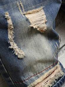 Tween Boys' Fashionable Distressed Washed Denim Shorts - Medium Wash - View 3