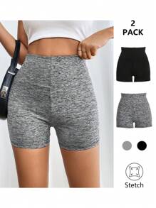 SHEIN PETITE Women 2-Piece High Waist Short Casual Everyday Leggings