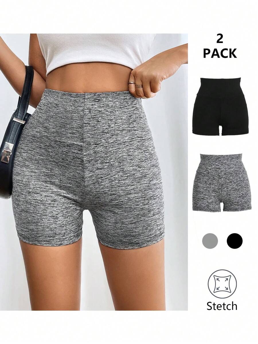 SHEIN PETITE Women 2-Piece High Waist Short Casual Everyday Leggings