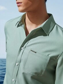 Mainfolk Easy-Care Men Business Woven Long Sleeve Shirt - Green - View 10