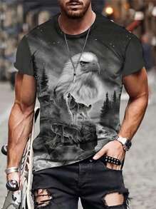 Manfinity Dauomo Men'S Animal Print Short Sleeve T-Shirt - Grey - View 1