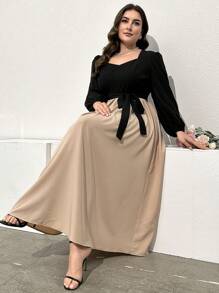 Mulvari 大码女式纯色简约优雅日常连衣裙长款女装 - 彩色 - 查看 6