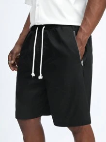 Manfinity NXTstreet Men Casual Daily Wear Spring & Summer Short-Sleeved Shirt And Drawstring Shorts Set - Black and White - View 6