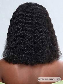 Transparent Lace Deep Wave Bob T Part Lace Front Wig Short Short Human Hair Lace Frontal Closure Natural Black Color Wig With Front Baby Hair  Pre Plucked Natural Hairline Wig - Natural Black - View 3