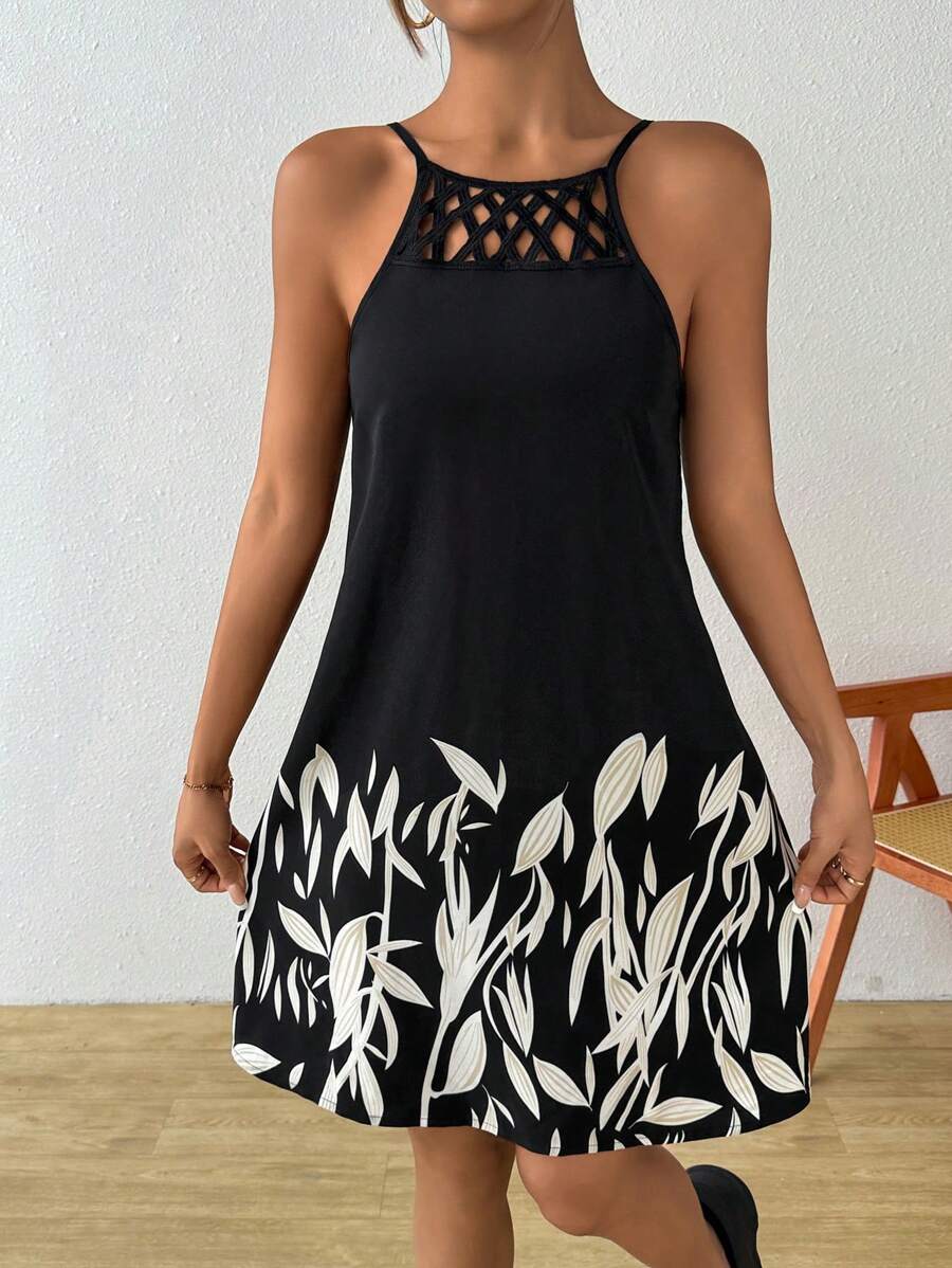 SHEIN Essnce Váy dây in hoa thường ngày dành cho nữ cho ngày nghỉ lễ và hoạt động giải trí của mẹ Quần áo mùa hè - Nhiều màu - Xem 1