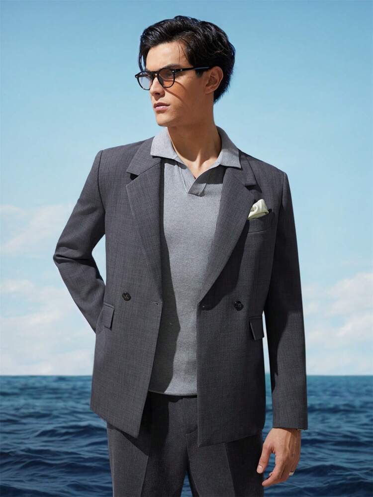 Men's Easy Care Solid Color Woven Blazer, For Fall Winter