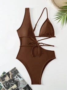 Swim SXY Traje de baño de una pieza con recortes, vendaje y diseño para vacaciones de verano en la playa