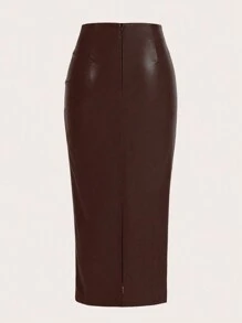 SHEIN Clasi Vrouwen effen kleur geplooide rok met rits maxi dames outfit