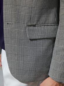 AKNOTIC Business Casual 易护理男士梭织棉质商务西装外套，适合秋冬穿着 - 黑與白 - 查看 5