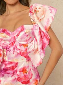 SHEIN Unity Robe à volants avec manches à fleurs et papillon - Multicolore - Voir 4