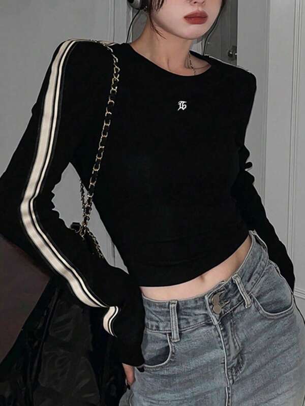 Slim Fit Embroidered Long Sleeve T-shirt